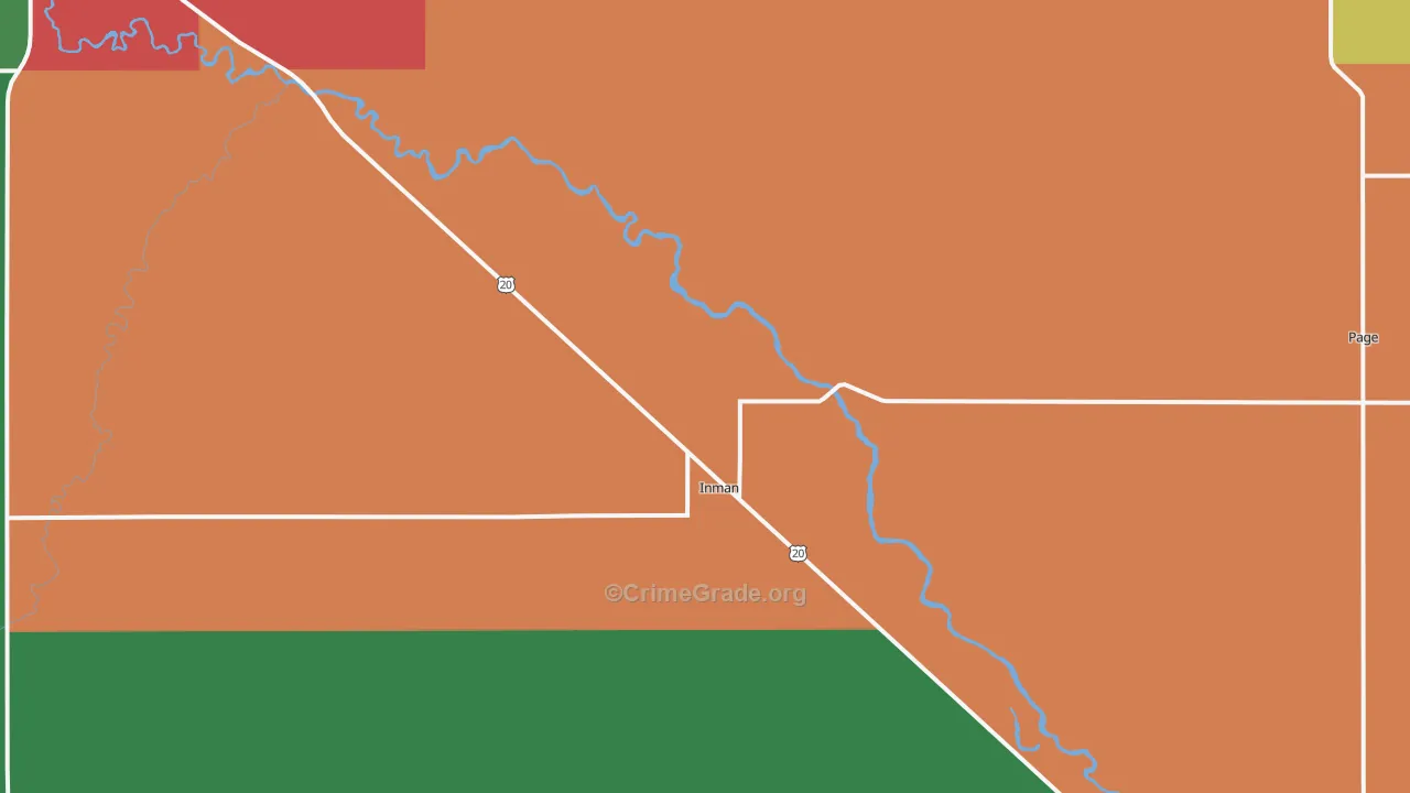 Inman, NE Map of Theft Rates