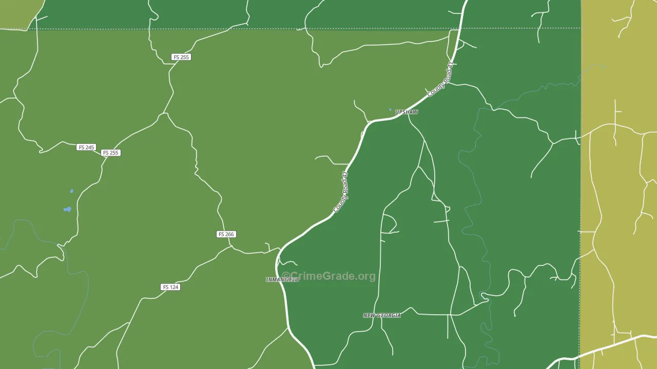 Inmanfield, AL Map of Theft Rates