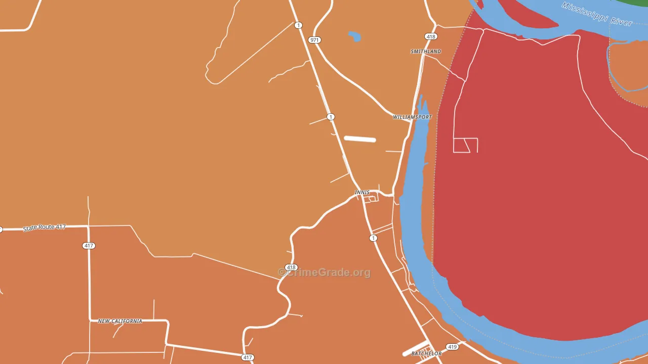 Innis, LA Map of Theft Rates