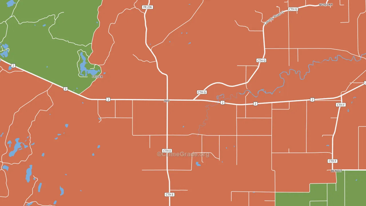 Ino, WI Map of Theft Rates