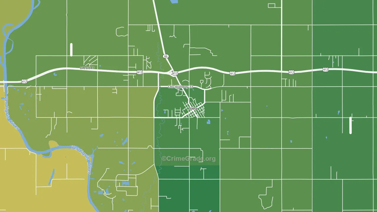 Inola, OK Map of Theft Rates