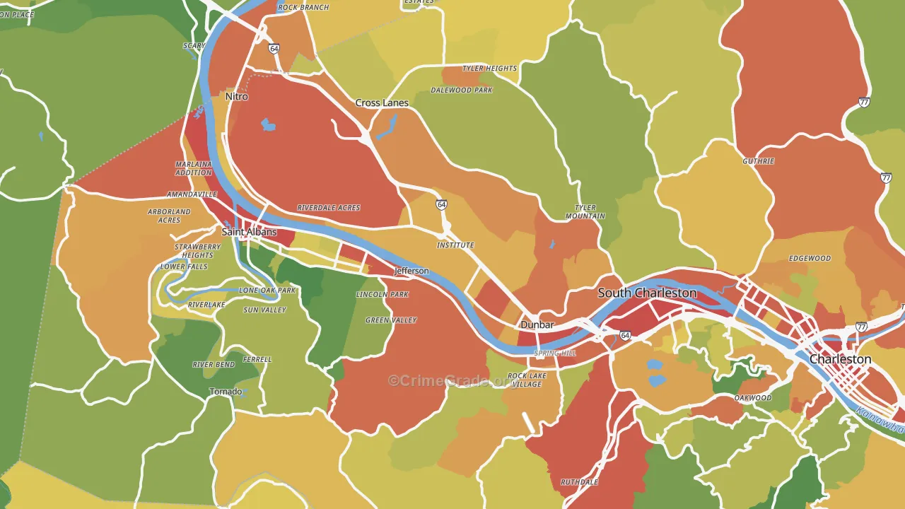 Institute, WV Map of Theft Rates