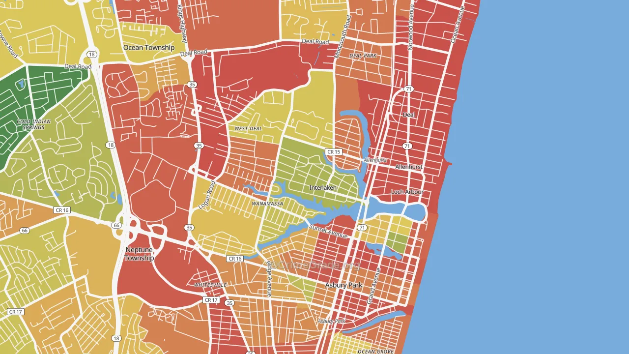 Interlaken, NJ Map of Theft Rates