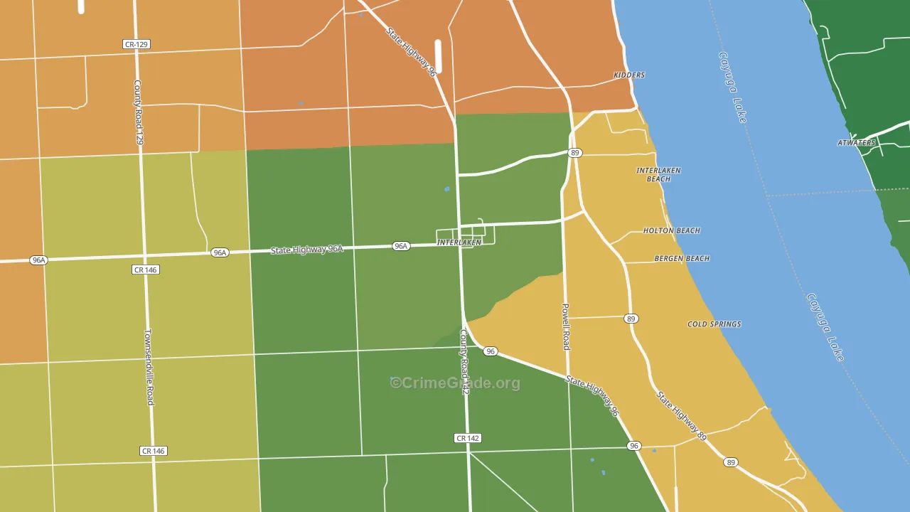Interlaken, NY Map of Theft Rates