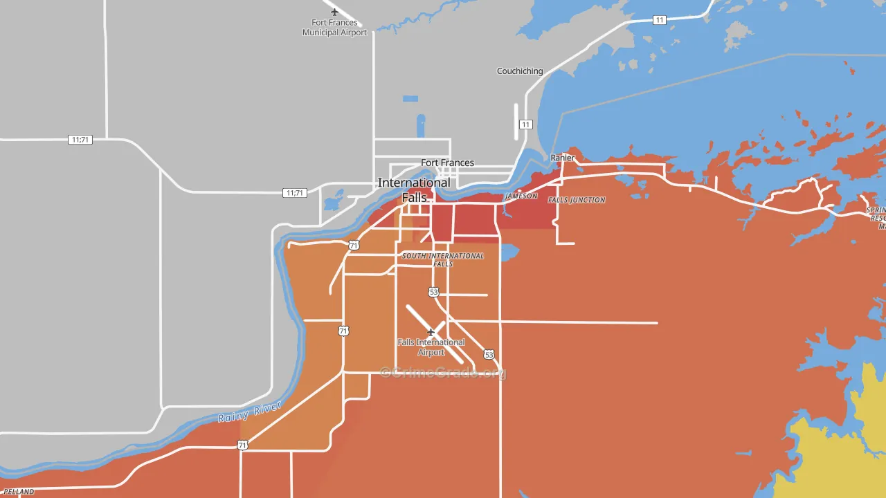 International Falls, MN Map of Theft Rates