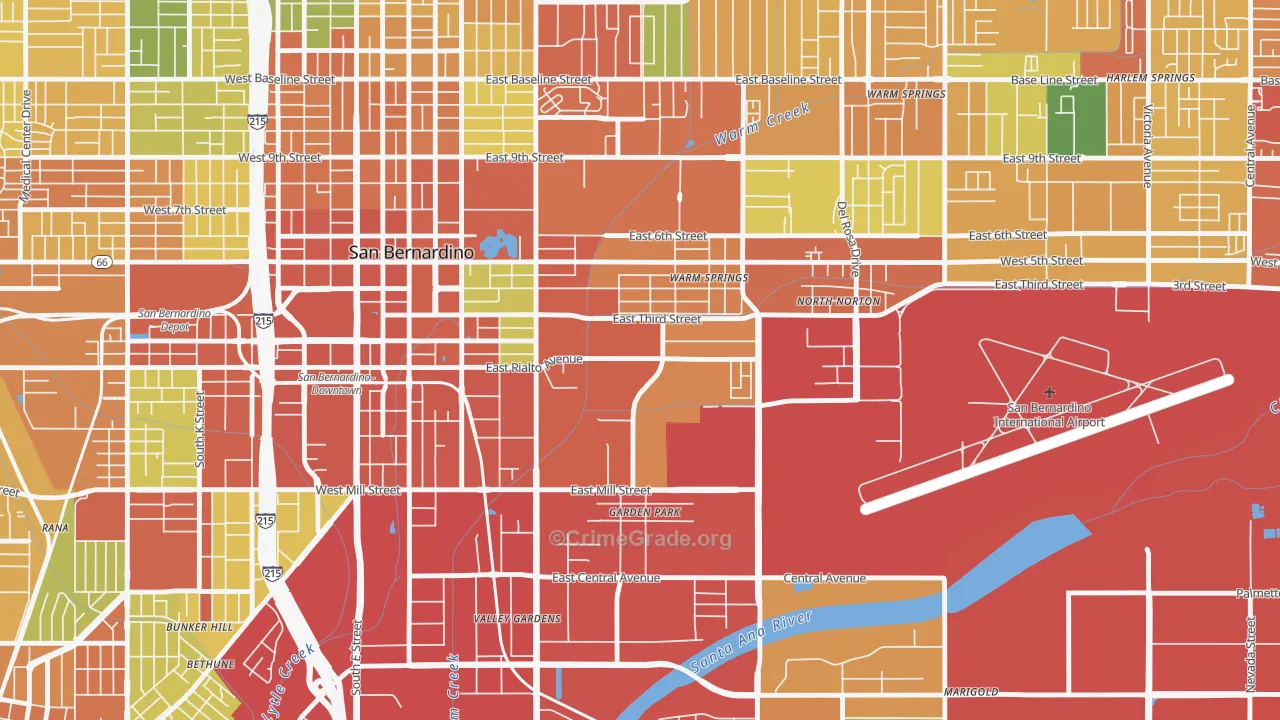 International, San Bernardino, CA Map of Theft Rates