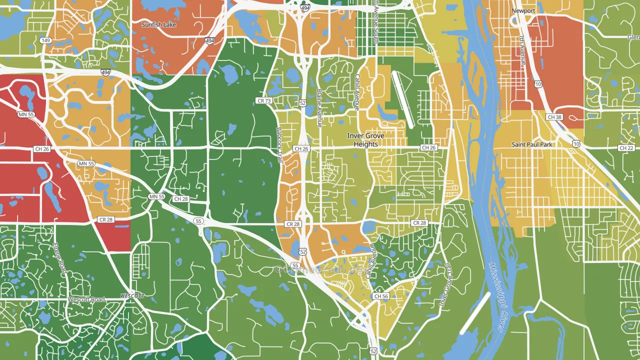 Inver Grove Heights, MN Map of Theft Rates