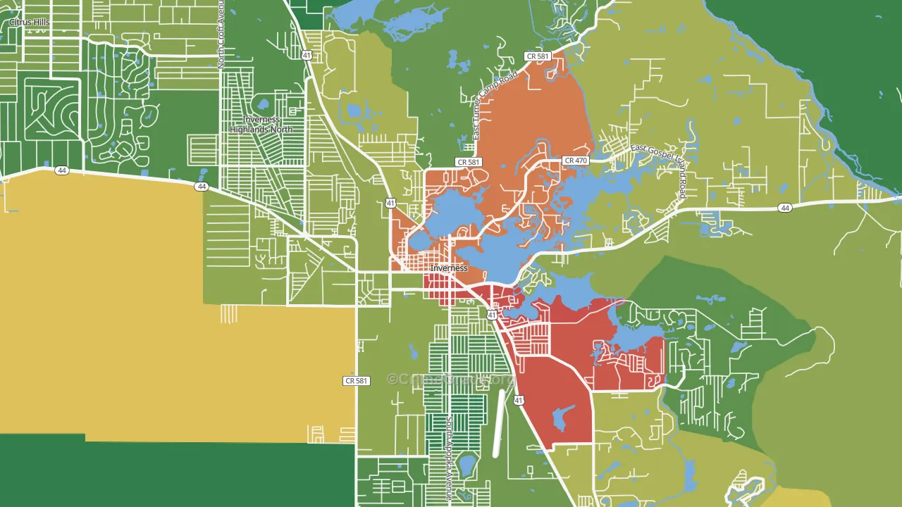 Inverness, FL Map of Theft Rates