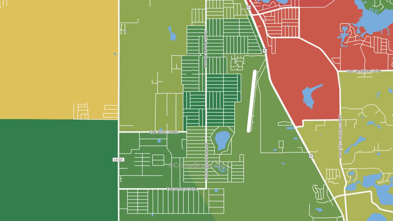 Inverness Highlands South, FL Map of Theft Rates