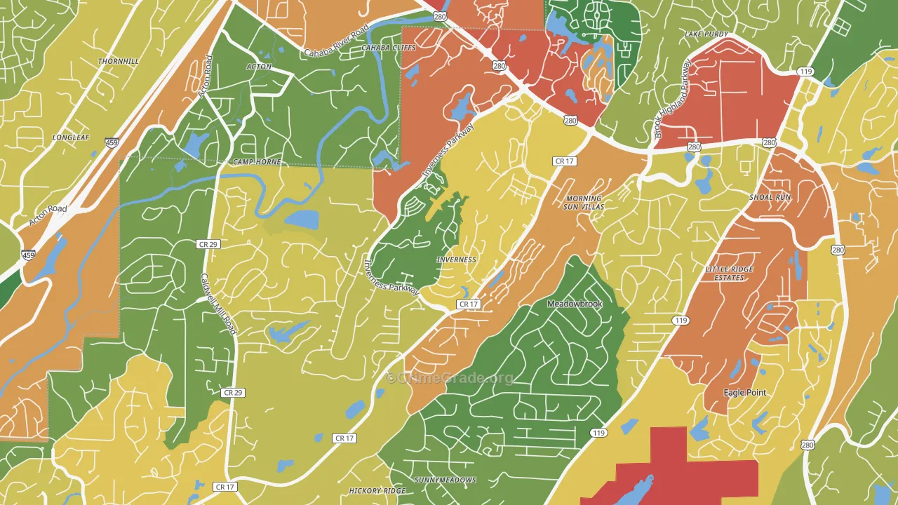 Inverness, Hoover, AL Map of Theft Rates