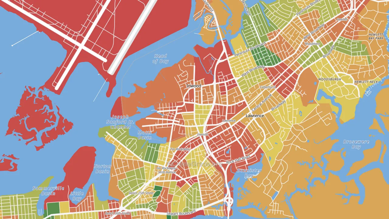 Inwood, NY Map of Theft Rates