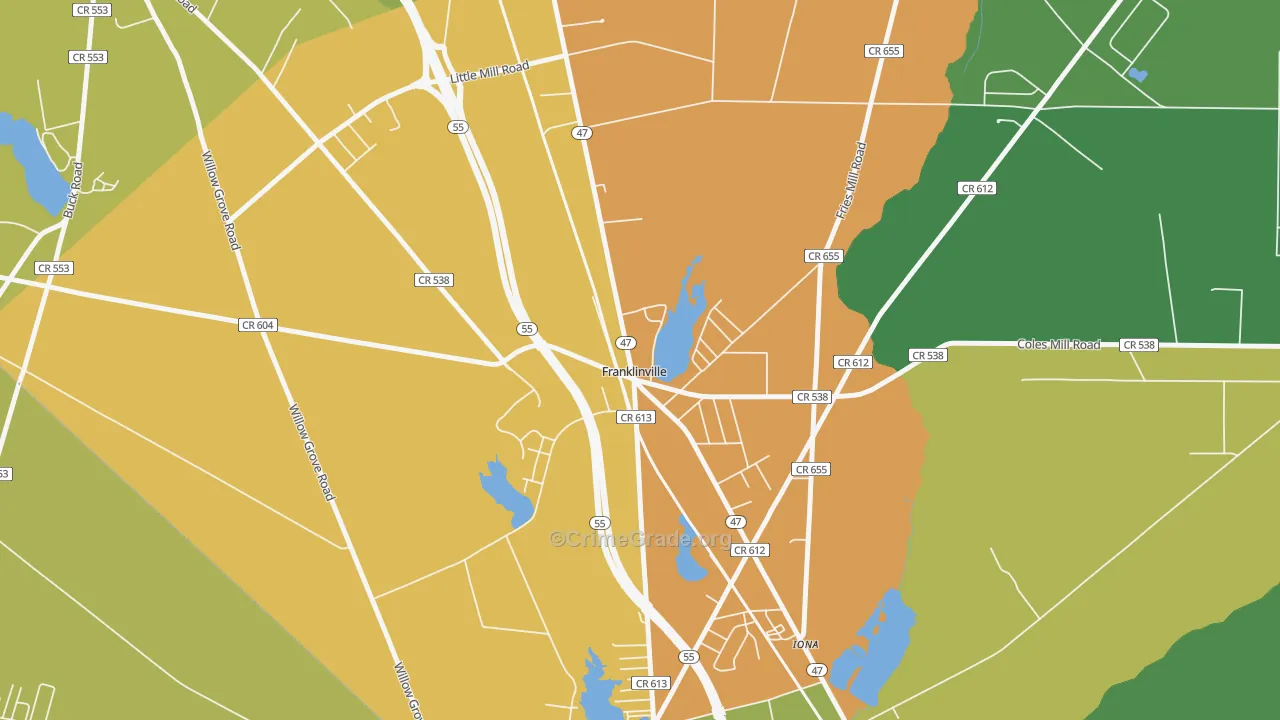 Iona, NJ Map of Theft Rates