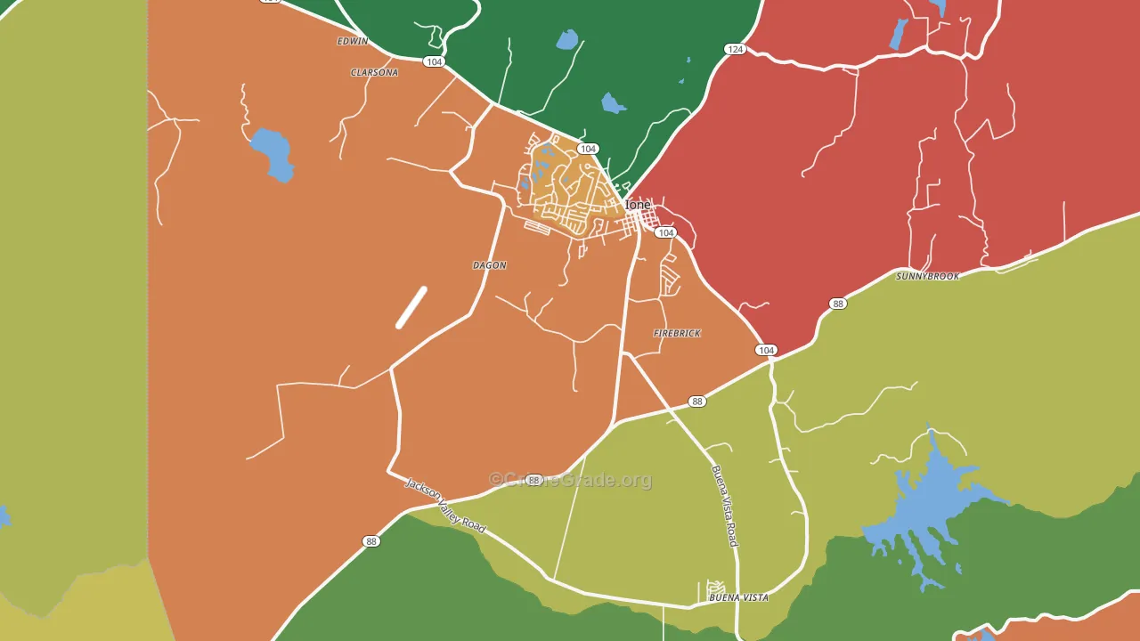 Ione, CA Map of Theft Rates