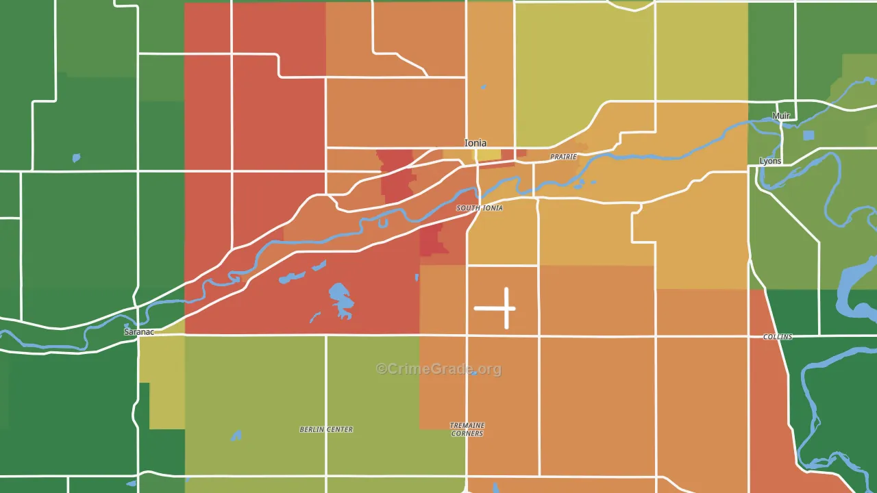 Ionia County, MI Map of Theft Rates