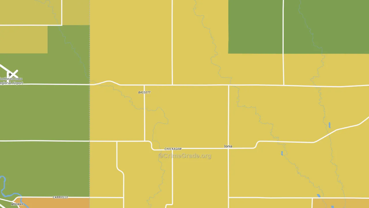 Ionia, IA Map of Theft Rates