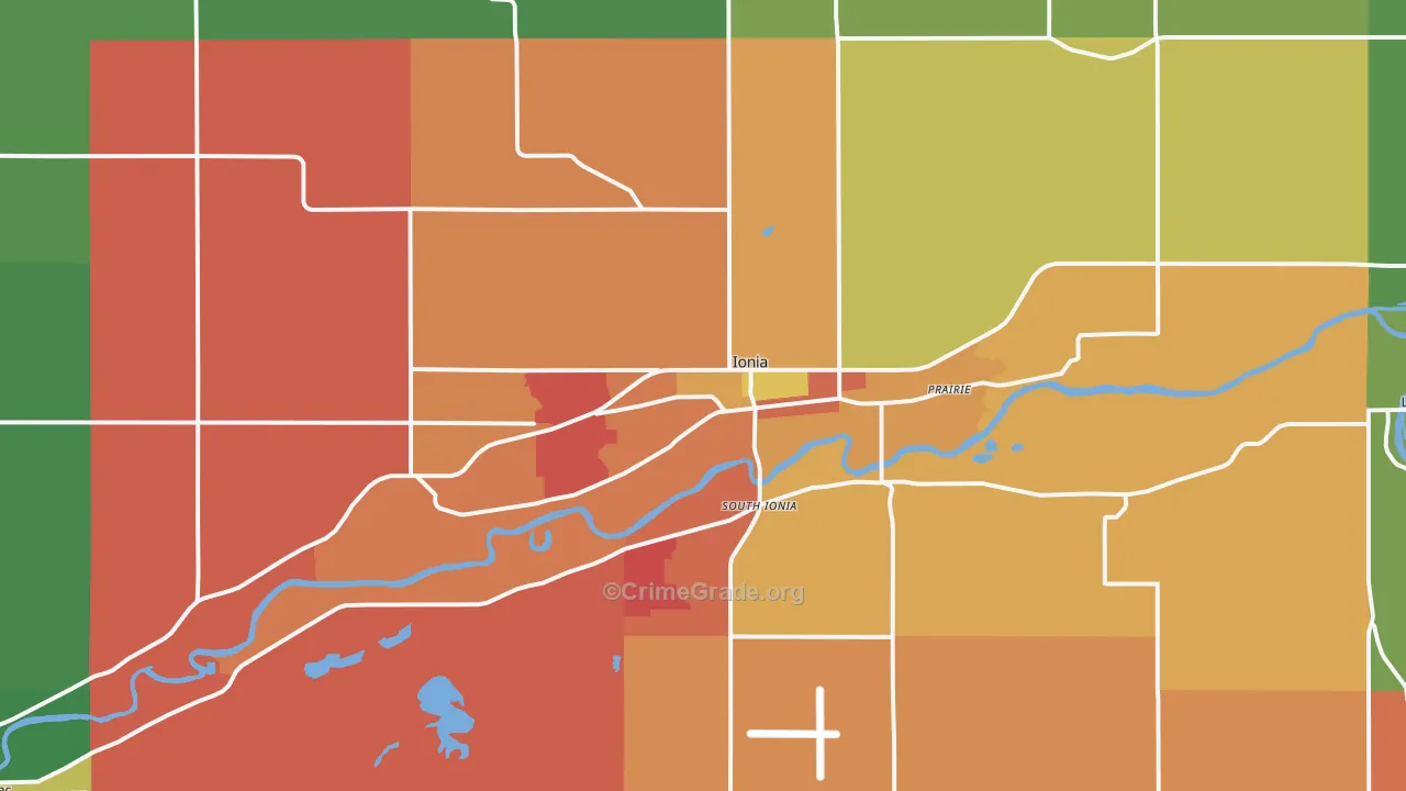 Ionia, MI Map of Theft Rates