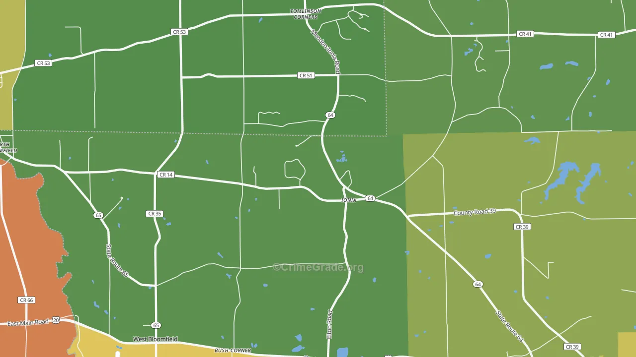Ionia, NY Map of Theft Rates