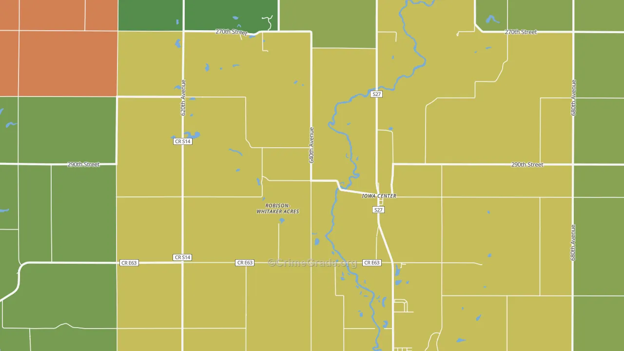 Iowa Center, IA Map of Theft Rates