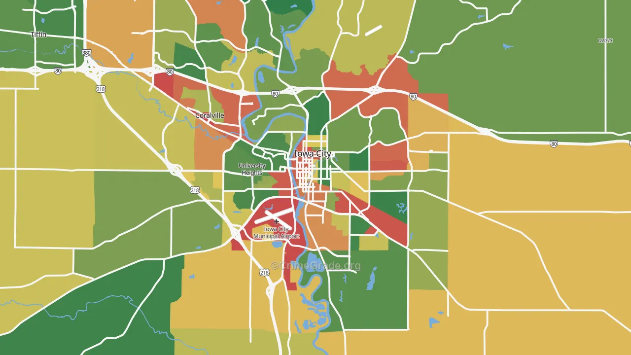 Iowa City, IA Map of Theft Rates