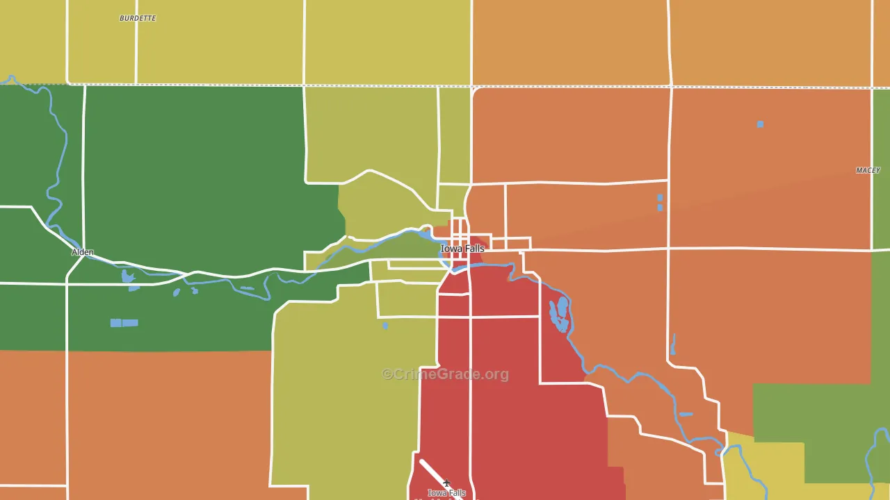 Iowa Falls, IA Map of Theft Rates