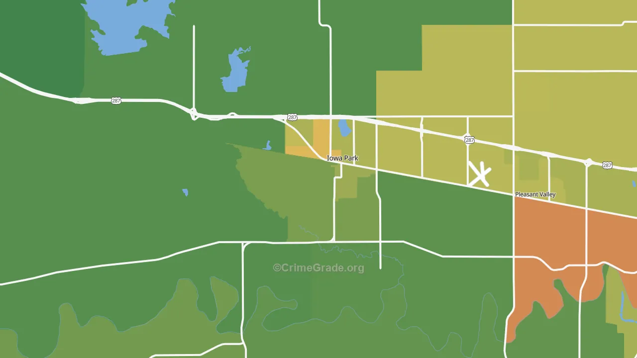Iowa Park, TX Map of Theft Rates