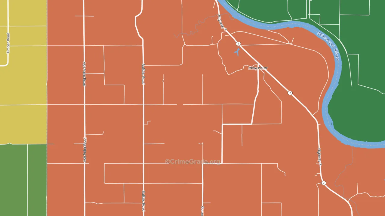 Iowa Point, KS Map of Theft Rates