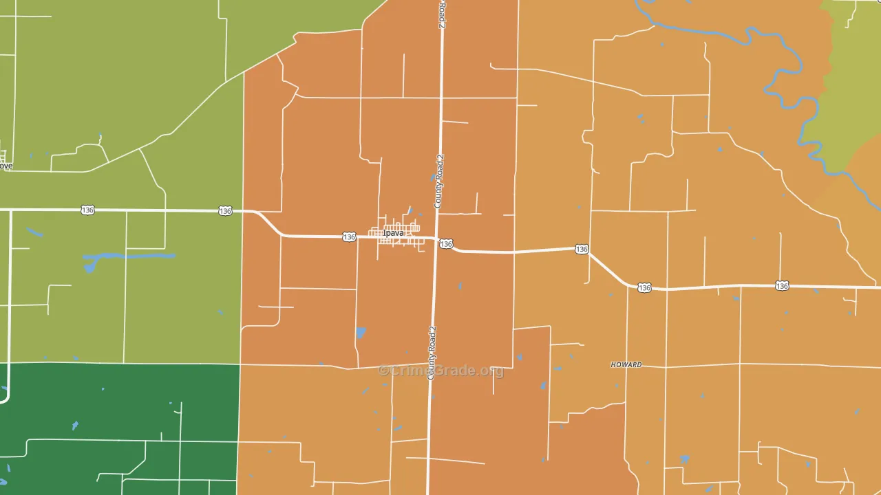Ipava, IL Map of Theft Rates