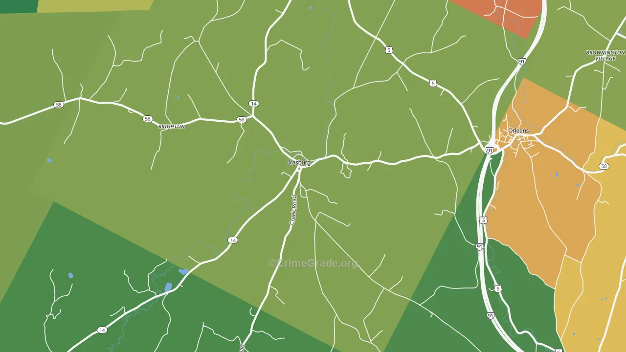 Irasburg, VT Map of Theft Rates