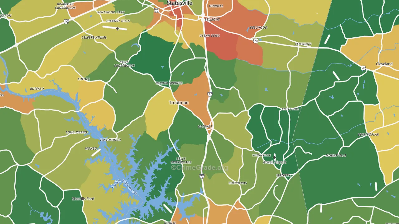 Iredell County, NC Map of Theft Rates