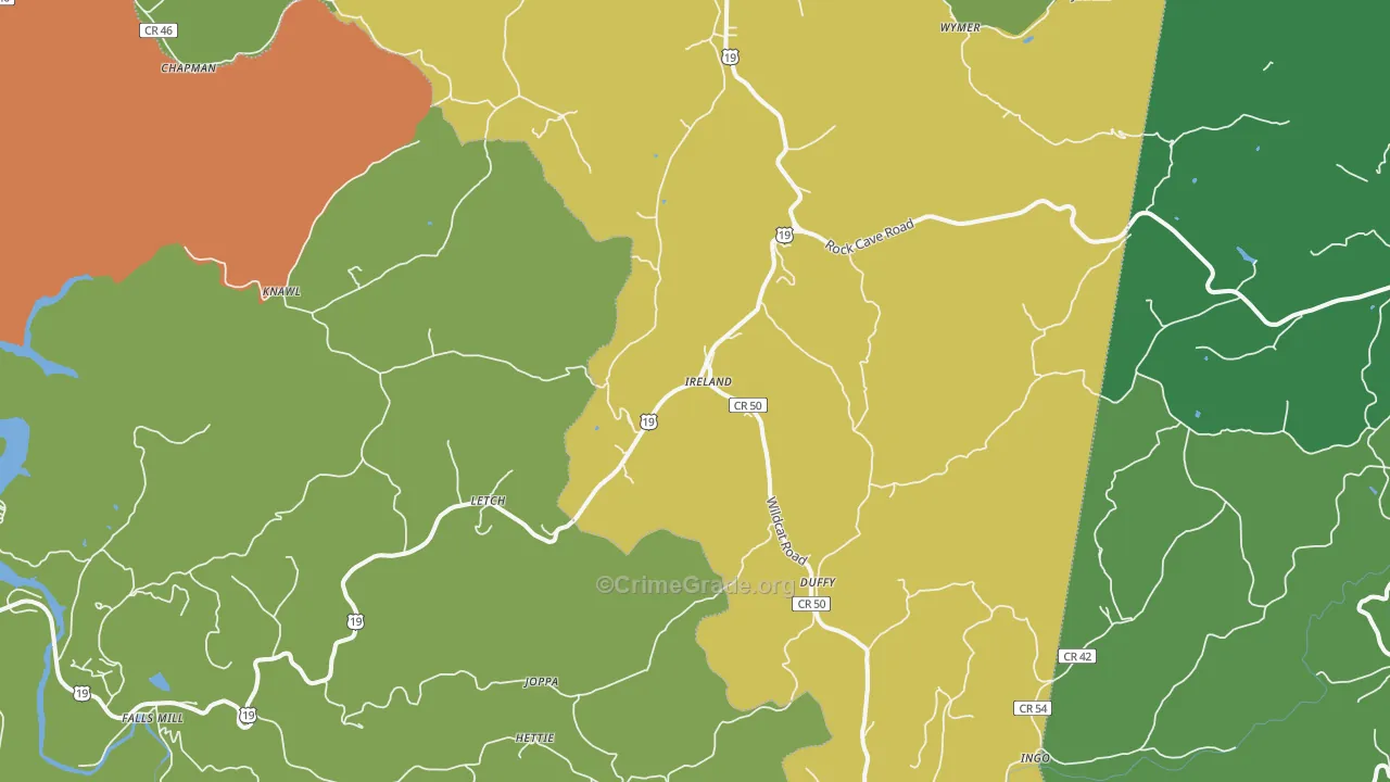 Ireland, WV Map of Theft Rates