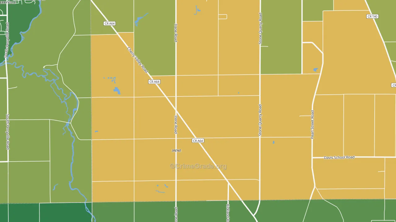 Irene, IL Map of Theft Rates