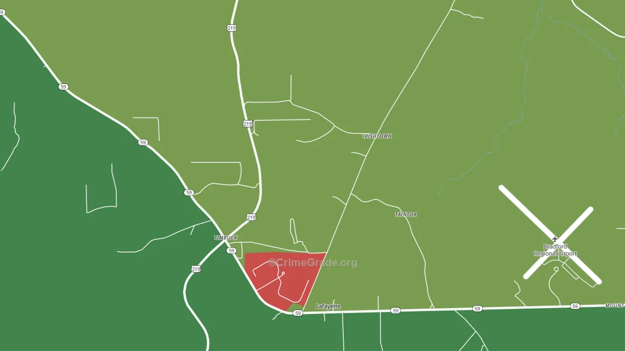 Irishtown, PA Map of Theft Rates