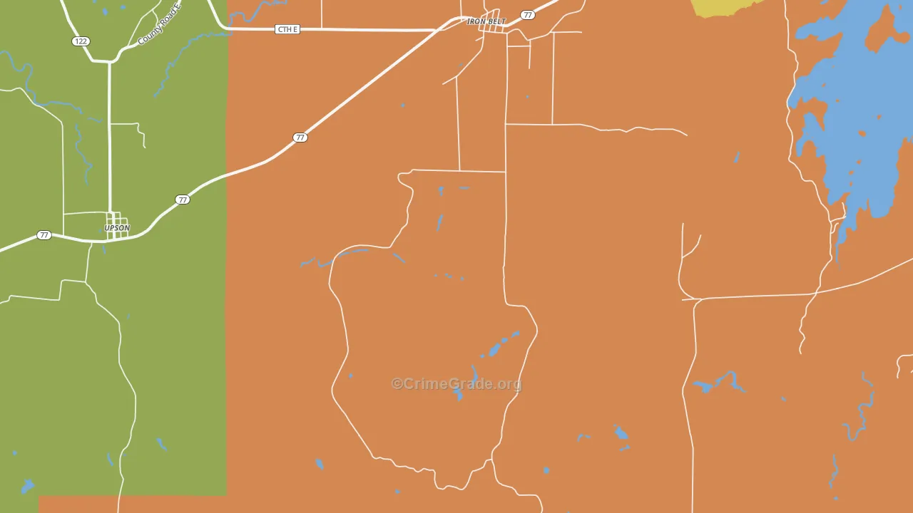 Iron Belt, WI Map of Theft Rates
