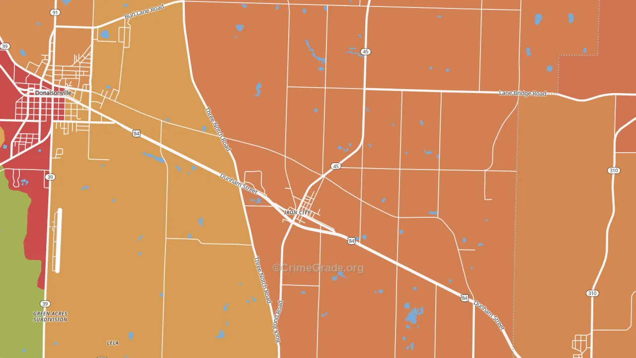 Iron City, GA Map of Theft Rates
