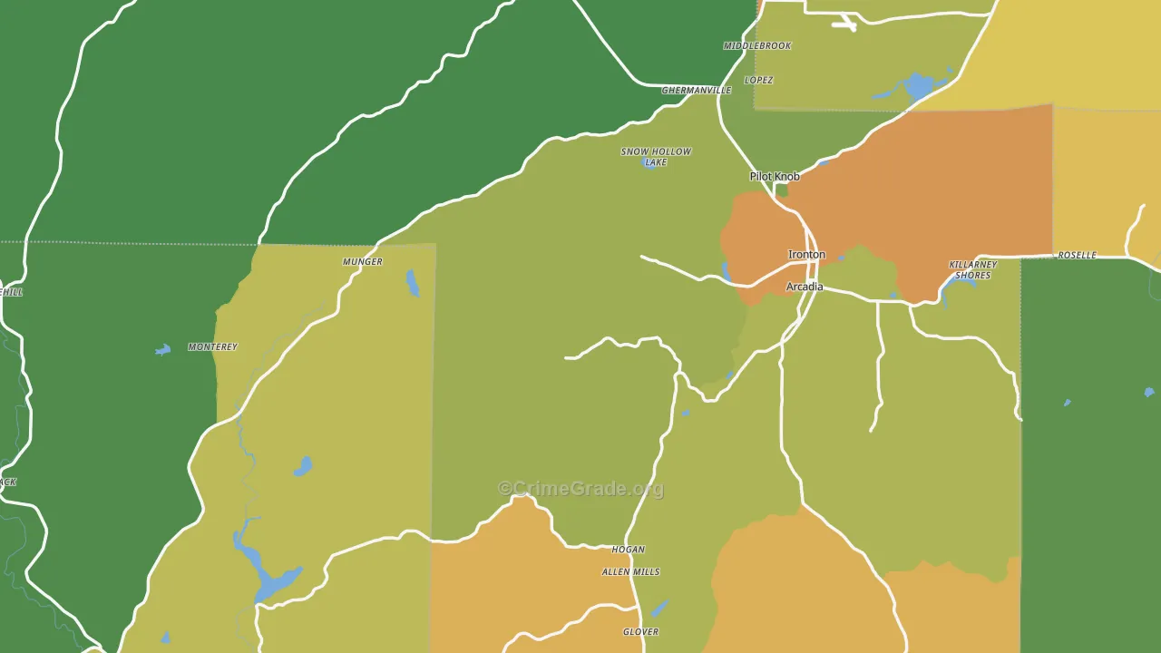 Iron County, MO Map of Theft Rates