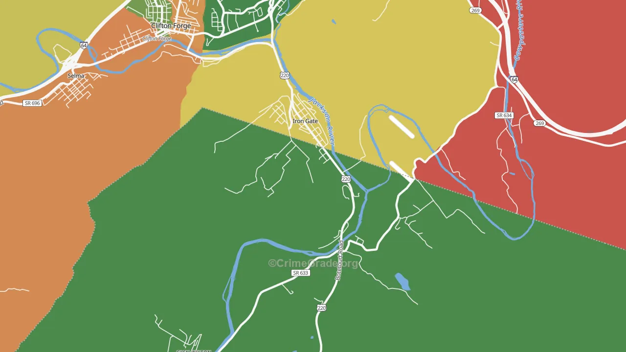Iron Gate, VA Map of Theft Rates