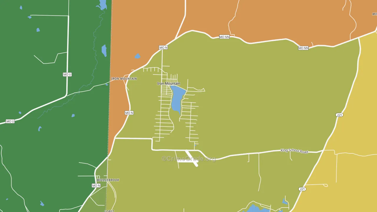 Iron Mountain Lake, MO Map of Theft Rates