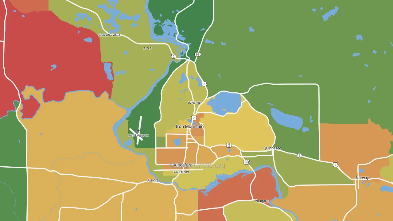 Iron Mountain, MI Map of Theft Rates