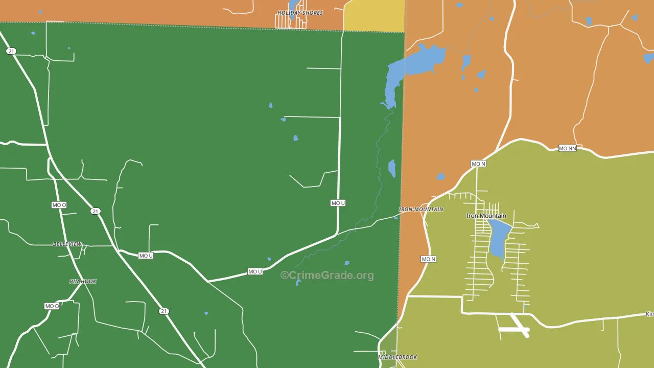 Iron Mountain, MO Map of Theft Rates
