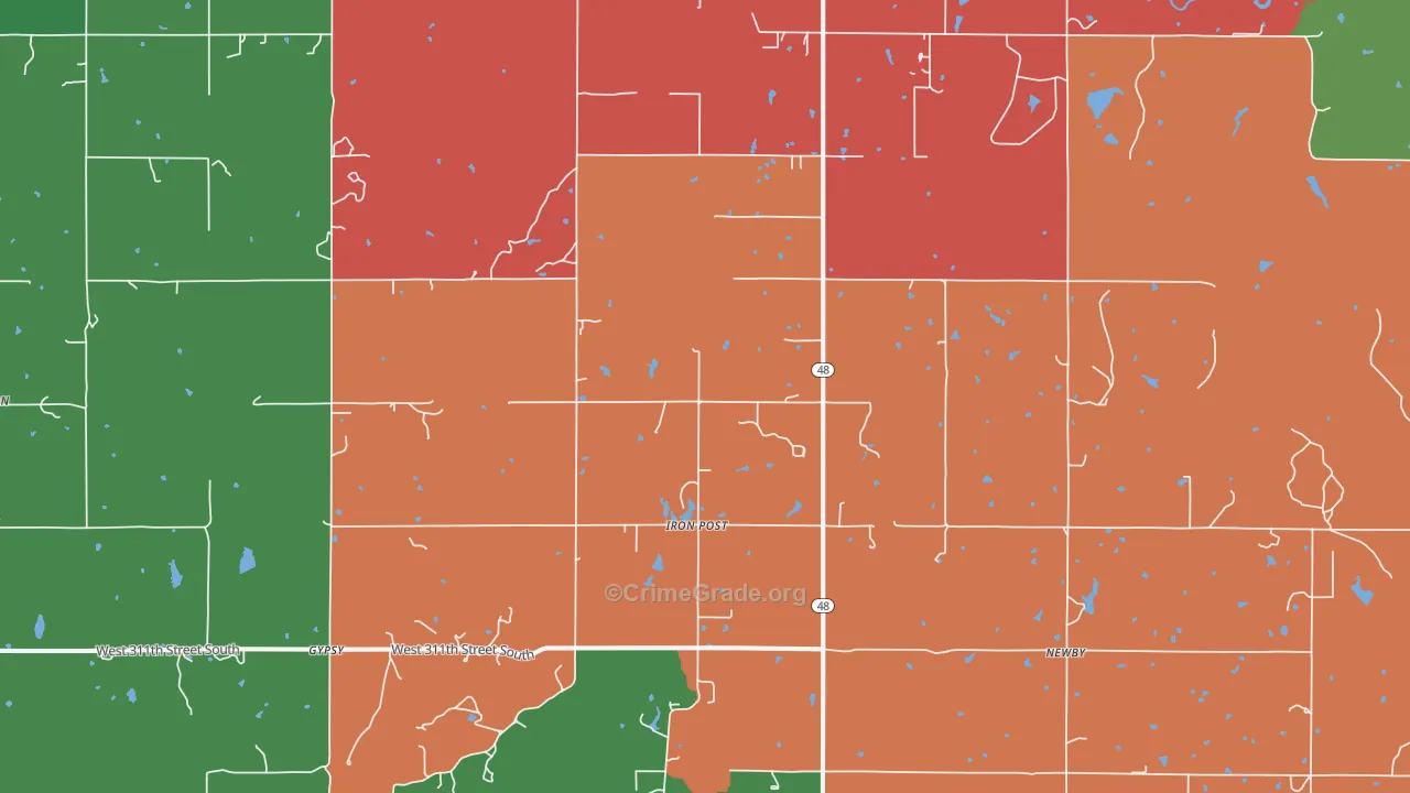 Iron Post, OK Map of Theft Rates