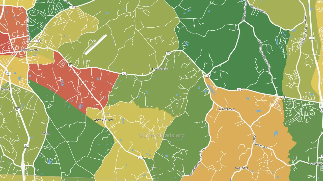 Iron Station, NC Map of Theft Rates
