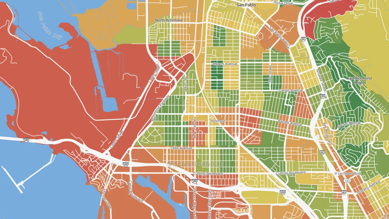Iron Triangle, Richmond, CA Map of Theft Rates