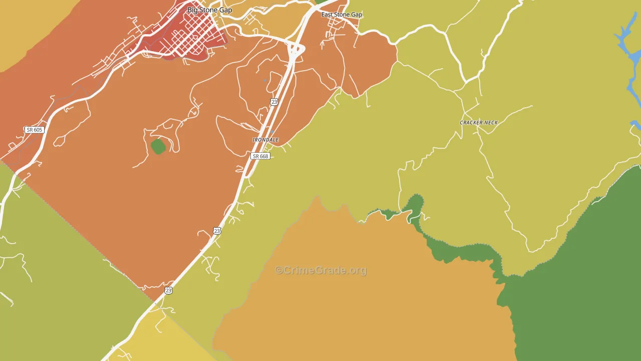 Irondale, VA Map of Theft Rates