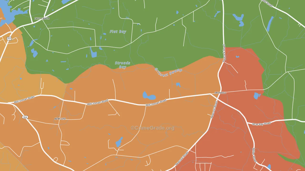 Ironhill, NC Map of Theft Rates