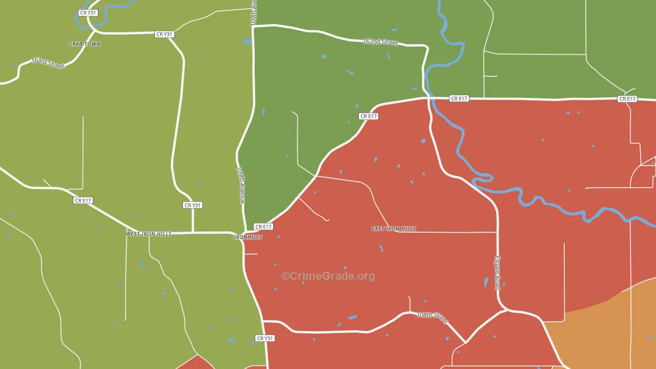 Ironhills, IA Map of Theft Rates