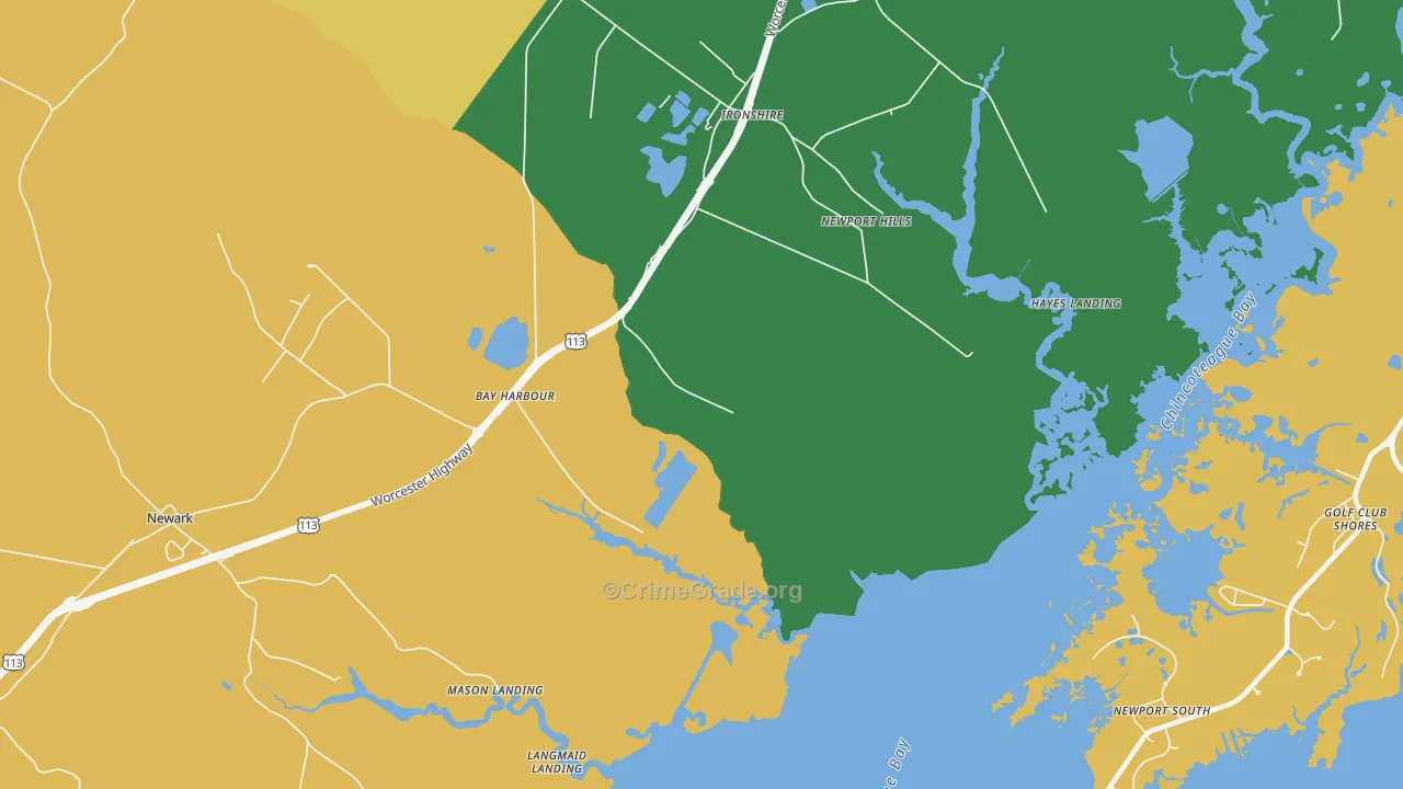 Ironshire, MD Map of Theft Rates