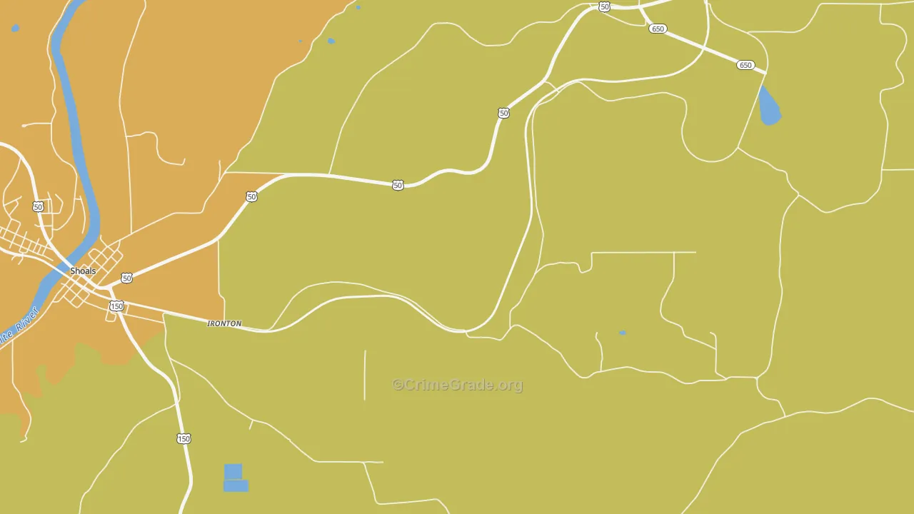 Ironton, IN Map of Theft Rates