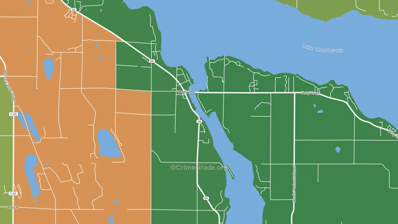 Ironton, MI Map of Theft Rates