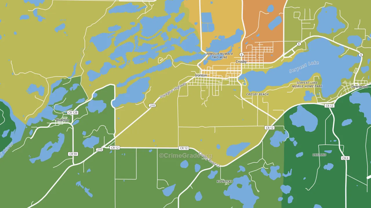 Ironton, MN Map of Theft Rates