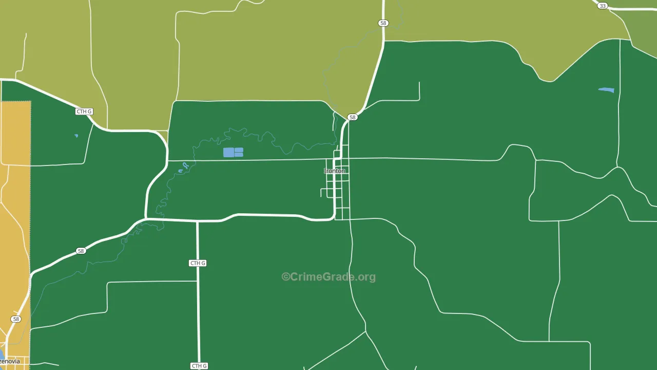 Ironton, WI Map of Theft Rates